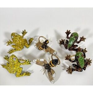 Cloisonne Napkin Rings Bees Frogs Set of 6